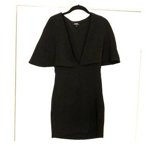 Black low cut mini dress with arm flaps